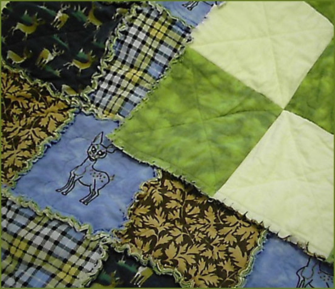 Baby Cottonflannel Rag Quilt With Original Art Work Raggy Deer