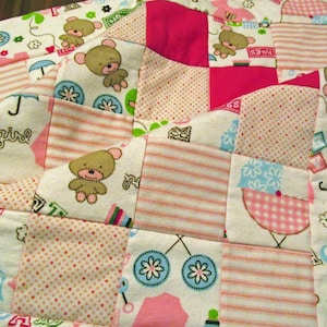 Neugeborene Baby Mädchen Teddybär Bassinet Quilt - Baby Shower Geschenk - Baumwolle-Flanell