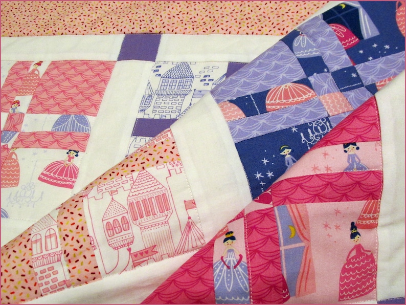 baby or toddler girl Princess Nursery Quilt Royal Kingdom pink purple Magical Unicorns baby crib bedding blanket Once Upon A Time