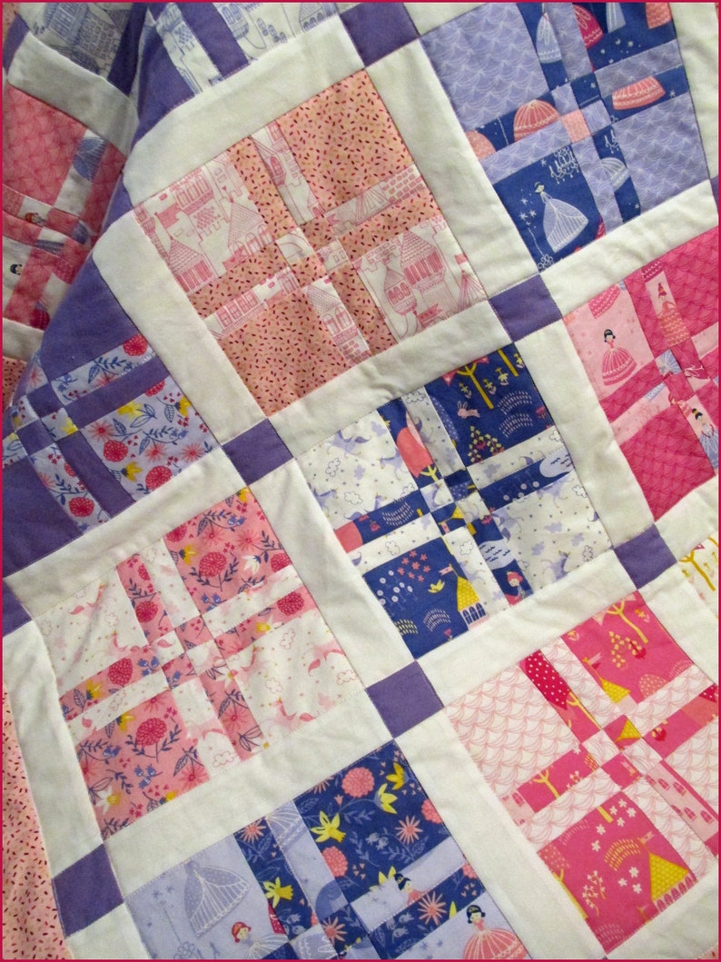 baby or toddler girl Princess Nursery Quilt Royal Kingdom pink purple Magical Unicorns baby crib bedding blanket Once Upon A Time
