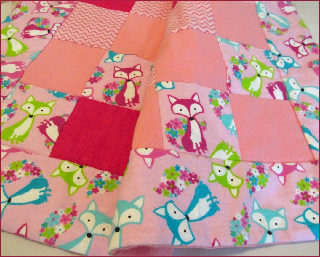 Trendy Baby Girl Fox Quilt Baby Shower Gift Flannel Etsy