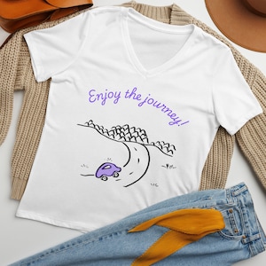 Women’s relaxed v-neck t-shirt, women&#39;s clothing, Enjoy The Journey