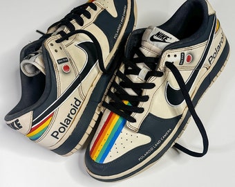 Custom made vintage 70's Polaroid OneStep Nike Dunk sneakers