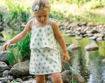 Leilani Sun Dress with Overlay Flounce Ruffle Neckline High Low Hem Toddlers Girls Tweens INSTANT DOWNLOAD PDF Sewing Pattern in Sizes 1-12