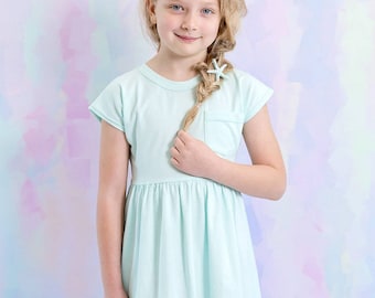 Pearlie Dress Everyday Tee Shirt Dress & Peplum Top Pdf Sewing Pattern for Girls Sizes 1-12