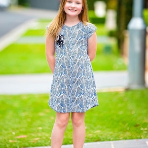 At Home A Line Tee Shirt Knit Dress for Girls PDF Sewing Pattern image 3