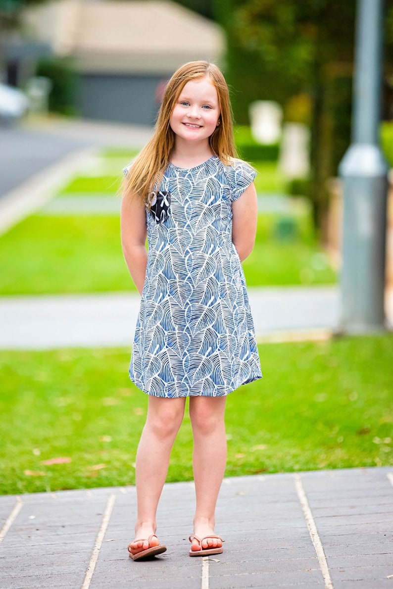 At Home A Line Tee Shirt Knit Dress for Girls PDF Sewing Pattern image 3