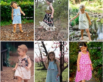 Leilani Sun Dress with Overlay Flounce Ruffle Neckline High Low Hem Toddlers Girls Tweens INSTANT DOWNLOAD PDF Sewing Pattern in Sizes 1-12