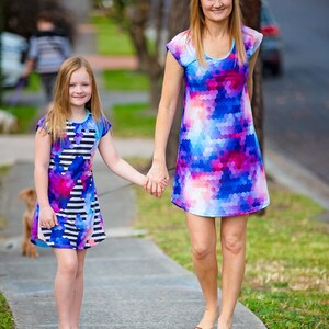 At Home A Line Tee Shirt Knit Dress for Girls PDF Sewing Pattern image 2