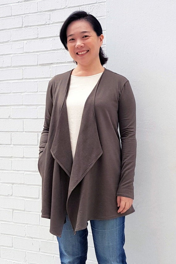 The Maple Cardigan For Women Pdf Sewing Pattern Drape Front Etsy