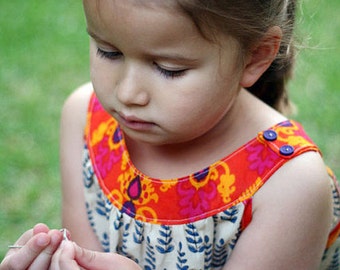 Little Ellie Round Collar Yoke Neck Dress Instant Download PDF Sewing Pattern Toddlers and Girls Sizes 1, 2 - 3, 4 - 5, 6 - 7 and 8