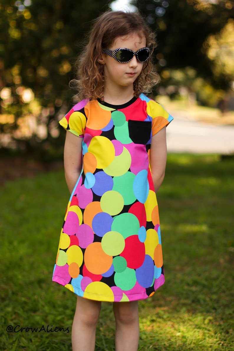 At Home A Line Tee Shirt Knit Dress for Girls PDF Sewing Pattern image 9