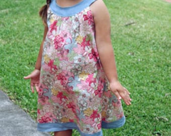 Little Ellie Round Collar Yoke Neck Dress Instant Download PDF Sewing Pattern Toddlers and Girls Sizes 1, 2 - 3, 4 - 5, 6 - 7 and 8