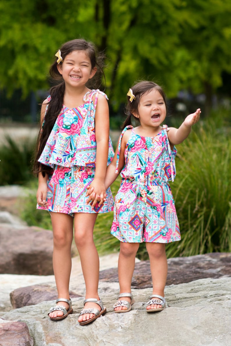 Leilani Romper with Overlay Flounce Ruffle Neckline Toddlers Girls Tweens INSTANT DOWNLOAD PDF Sewing Pattern in Sizes 1-14 image 3