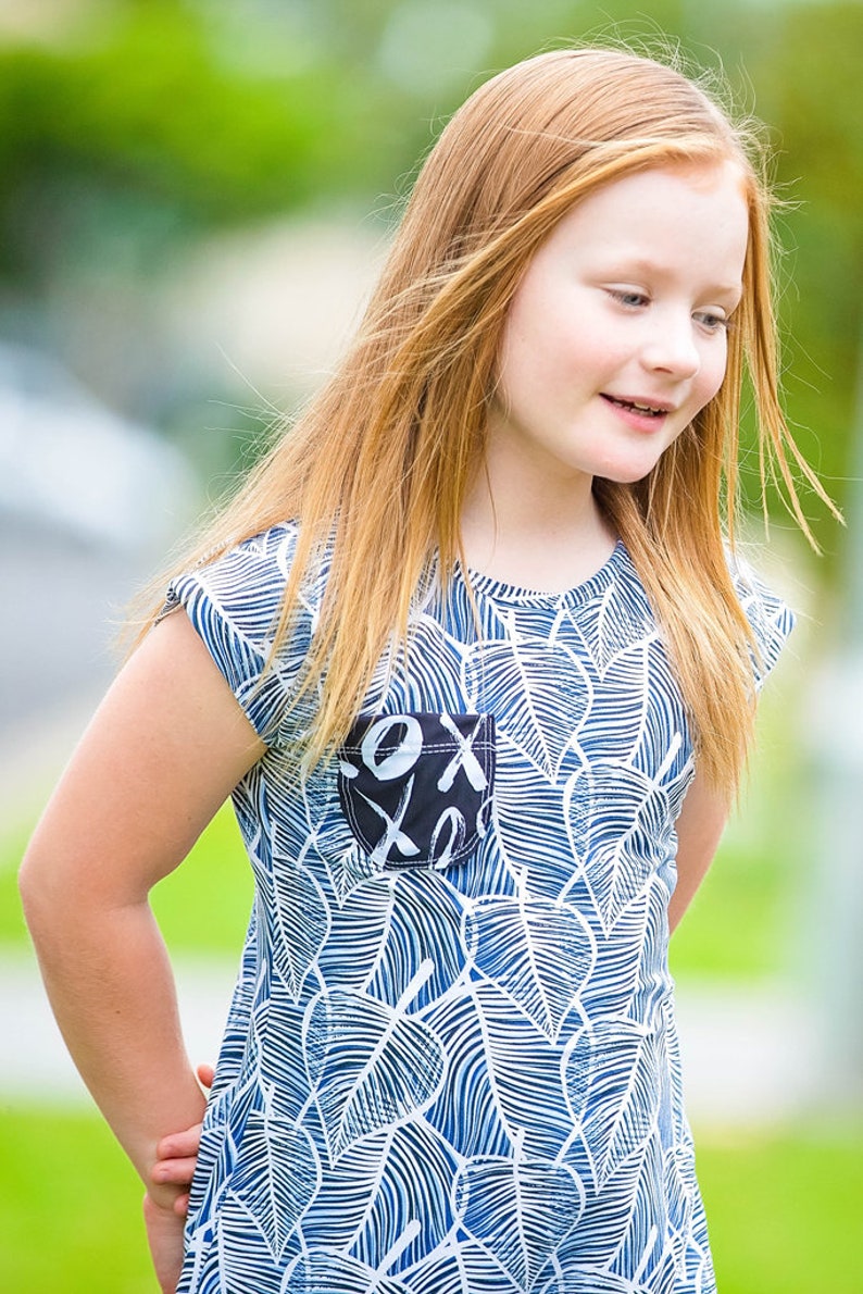 At Home A Line Tee Shirt Knit Dress for Girls PDF Sewing Pattern image 4