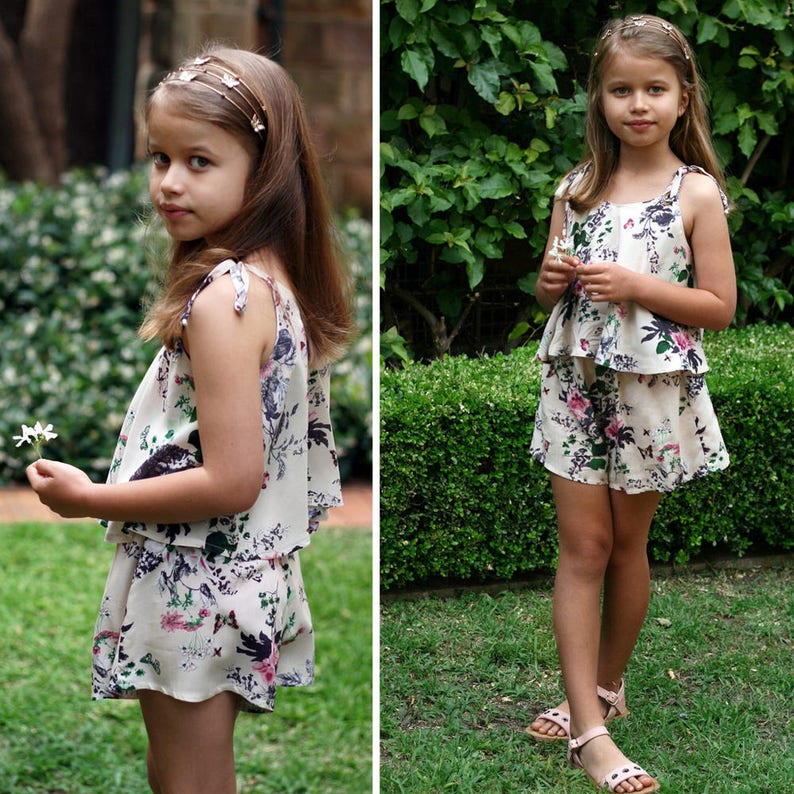 Leilani Romper with Overlay Flounce Ruffle Neckline Toddlers Girls Tweens INSTANT DOWNLOAD PDF Sewing Pattern in Sizes 1-14 image 2