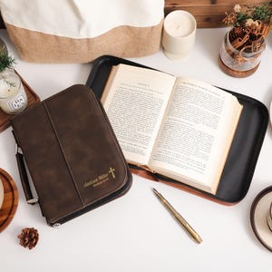 Custom Engrave Leather Bible Cover, Personalized Bible Cover, Religious Gift, Custom Bible Case, Leather Book Cover, Birthday Gift