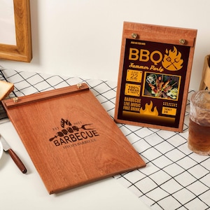 Personalized Wood Table Stand Menu Board, A5/A4 Wooden Menu Holder, Menu Clip Board, Wood Store Display, Restaurant Table Tents, Menu Board