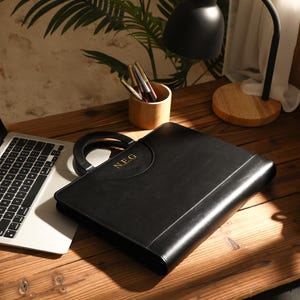 Porte-documents en cuir personnalisé, Sac en cuir taille A4, Porte-documents en cuir multifonctionnel, Cadeau pour papa, Cadeau d'anniversaire, Cadeau d'affaires