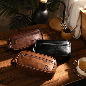 Personalisierte Leder Kulturtasche für Männer, Reise Kulturtasche, Trauzeugen Geschenk, Geschenk für Ihn, Vatertagsgeschenk, Herren Dopp Tasche, Kulturbeutel