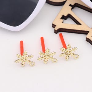 Dainty Gold Plated Snowflake Hollow Earring Posts, Snowflake Earring Components, Customizable DIY Christmas Earrings, Winter Earrings AC163