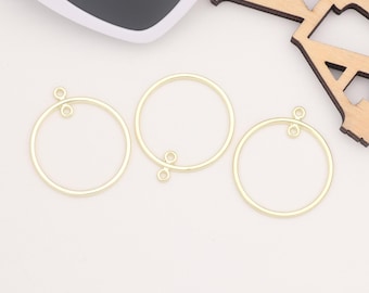 Gladde ronde ringverbinding, 29 mm * 25 mm ronde oorbelbevindingen, dubbele verbindingslussen voor doe-het-oorbellen, benodigdheden voor het maken van sieraden AC045