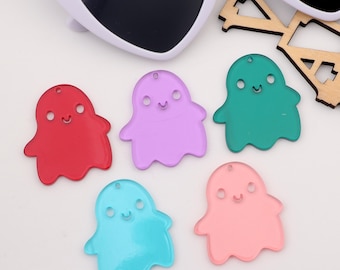 Colgante de acrílico transparente con forma de fantasma, 39 mm, para collares y pendientes, suministros para manualidades AC015