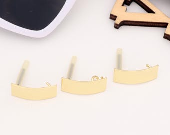 Brincos geométricos retangulares banhados a ouro, componentes de joias modernas, brincos personalizados faça você mesmo, achados minimalistas de brincos de ouro AC007