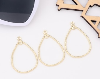 Vergulde geometrische gehamerd Teardrop hoepel connector, waterdruppel legering hanger, sieraden vinden, ketting, oorbel, DIY sieraden maken AC155