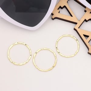Gold Plated Hammered Ring Pendant, Hollow Circle Pendant 25mm, Jewelry Findings for Necklace & Earrings, DIY Jewelry Craft Supplies AC055