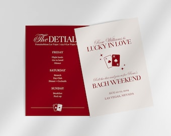 Lucky in Love Bachelorette Party Invite & Itinerary | Las Vegas Bachelorette Party Invite | Customizable Vegas Bach Weekend Itinerary