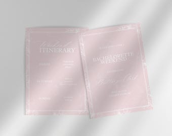 Pink Bachelorette Invite and Itinerary | Bridal Shower Invitation | Bachelorette Weekend Schedule | Modern Hen Party Invite | Canva Template