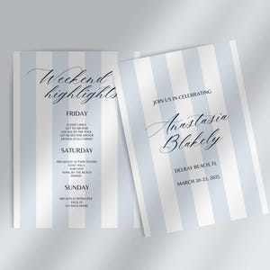 Coastal Bachelorette Invite & Itinerary | Blue Coastal Bach Weekend Itinerary | Beach Bachelorette Invitation | Last Toast on the Coast Bach