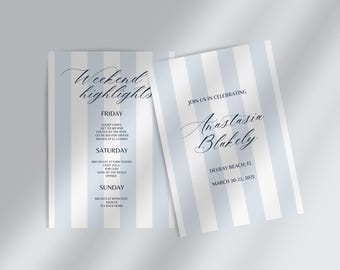 Coastal Bachelorette Invite & Itinerary | Blue Coastal Bach Weekend Itinerary | Beach Bachelorette Invitation | Last Toast on the Coast Bach