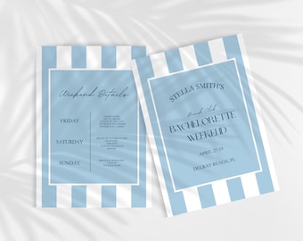 Charleston Coastal Bachelorette Party Invite & Itinerary | Beach Bachelorette Weekend Itinerary | Tropical Bach Invitation | Canva Template