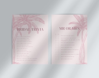 Pink Palm Beach Bachelorette Party Games | Tropical Bachelorette Bach Party Games | Instant Download | Pink Beach Bachelorette Weekend Games