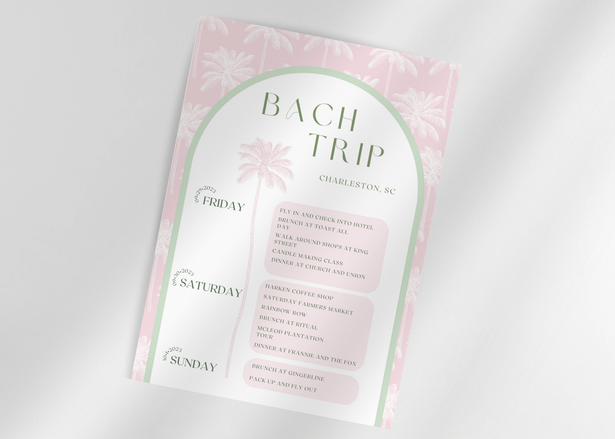 Tropical Bachelorette Weekend Itinerary Instant Download| Palm Beach Bachelorette Itinerary | Beach Bachelorette Itinerary | Custom template