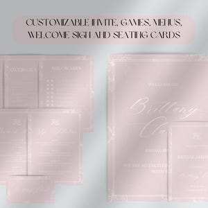 Pink Bridal Shower Invitation Bundle | Bridal Shower Games | Custom Editable Games | Pink Printable Bridal Shower Bundle | Instant Download