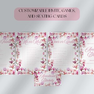 Floral Bridal Shower Bundle | Floral Bridal Shower Games | Bridal Shower Invite & Seating Cards | Custom Canva Template | Instant Download