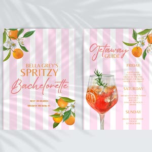 Love at First Spritz Bachelorette Party Invite & Itinerary Template | Aperol Spritz Bachelorette Weekend Itinerary| Spritzy Canva Template