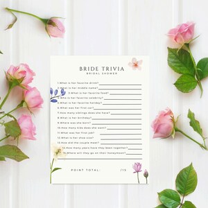 Brautparty Trivia |15 Fragen über die Braut| Blumen Braut Spiele | Hochzeit PDF | Wer kennt die Braut am besten | Frühlingsbrautspiele