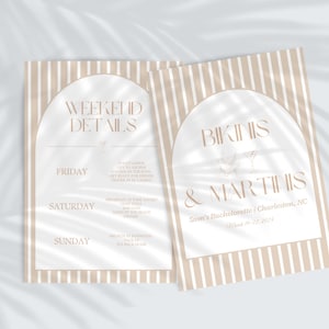 Bikinis and Martinis Bachelorette Invite and Itinerary Template | Martinis and Bikinis Weekend Itinerary | Martini Bach Canva Template