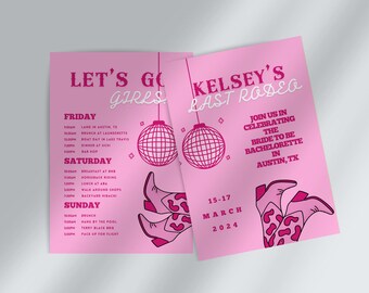 Last Rodeo Bachelorette Invitation & Itinerary Template | Lets go Girls Bachelorette Party Invitation | Nashville Itinerary |Country,Cowgirl