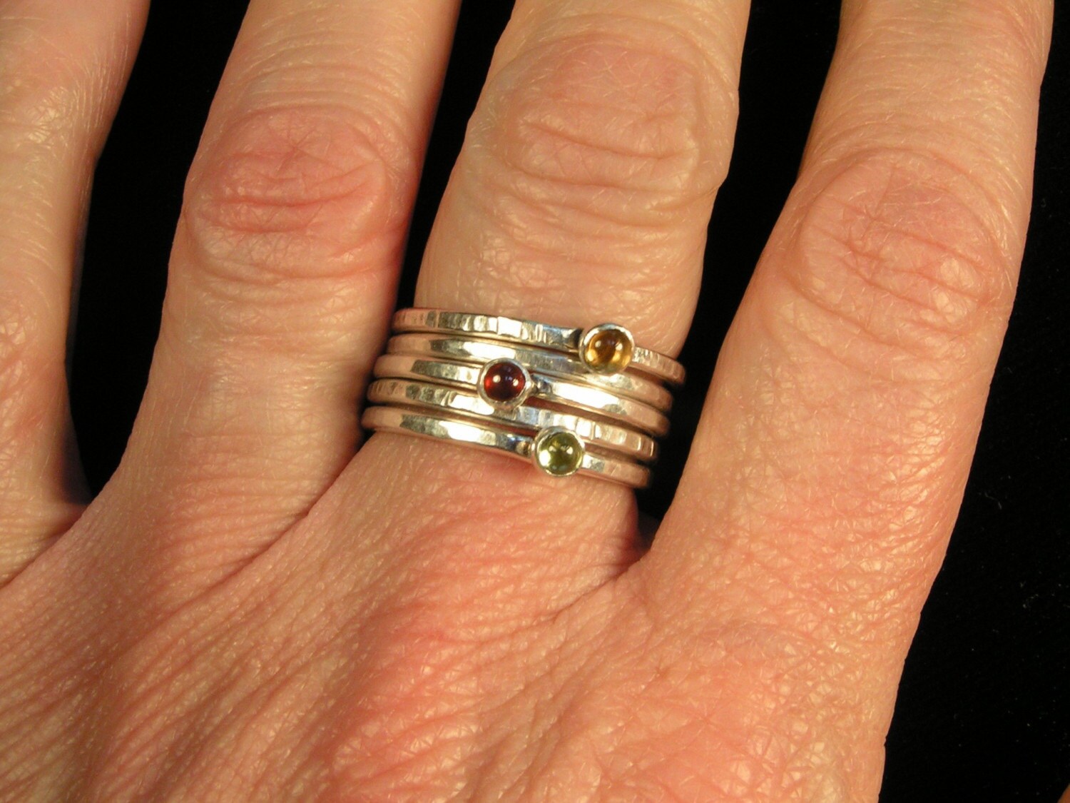 Gemstone Stacking Ring Sterling Silver Slim Stacker - Etsy UK