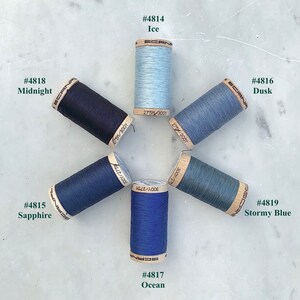 Blue Thread, Scanfil 100% Organic Cotton Thread, Wooden Spool, 300 yds/275 m, GOTS certified, Plastic Free, Eco-Friendly image 2