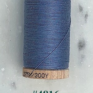 Blue Thread, Scanfil 100% Organic Cotton Thread, Wooden Spool, 300 yds/275 m, GOTS certified, Plastic Free, Eco-Friendly 4816-Dusk