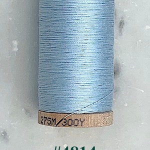 Blue Thread, Scanfil 100% Organic Cotton Thread, Wooden Spool, 300 yds/275 m, GOTS certified, Plastic Free, Eco-Friendly 4814-Ice