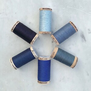 Blue Thread, Scanfil 100% Organic Cotton Thread, Wooden Spool, 300 yds/275 m, GOTS certified, Plastic Free, Eco-Friendly image 1