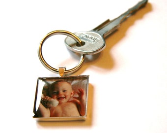 Photo Key Chain or Pendant - Custom Made with Metal Frame - Durable and Strong for a Key Chain - 1" x 1"