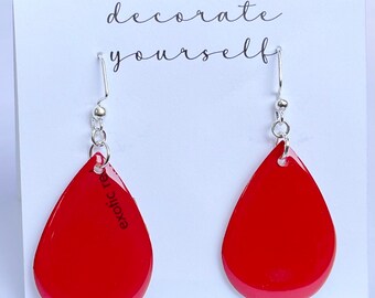 Exotic Red Drop Resin Earrings